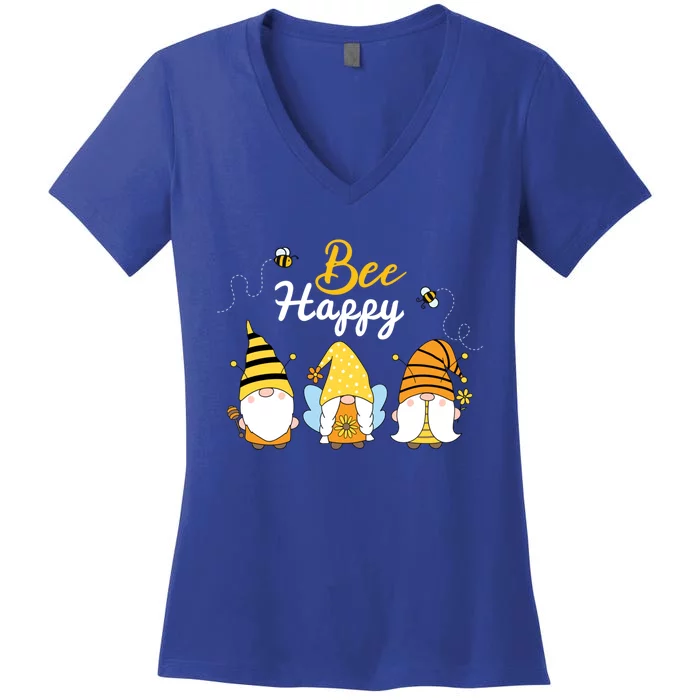 Cute Bee Happy Beekeeping Gnome Beekeeper Apiarist Cool Gift Women's V-Neck T-Shirt