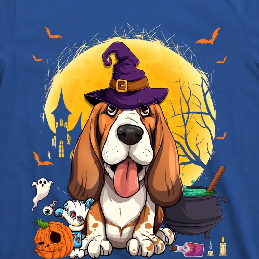 Cute Basset Hound Witch Pumpkin Halloween Dog Lover Gift T-Shirt