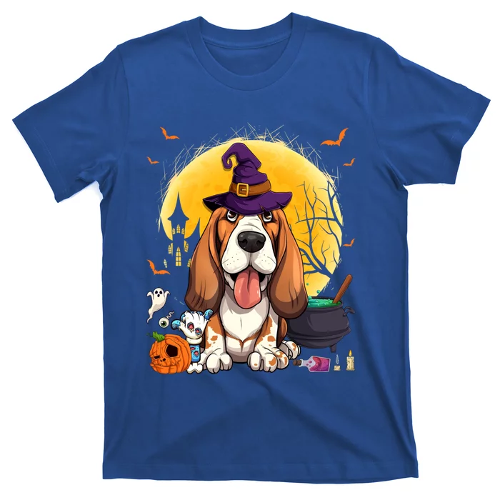 Cute Basset Hound Witch Pumpkin Halloween Dog Lover Gift T-Shirt