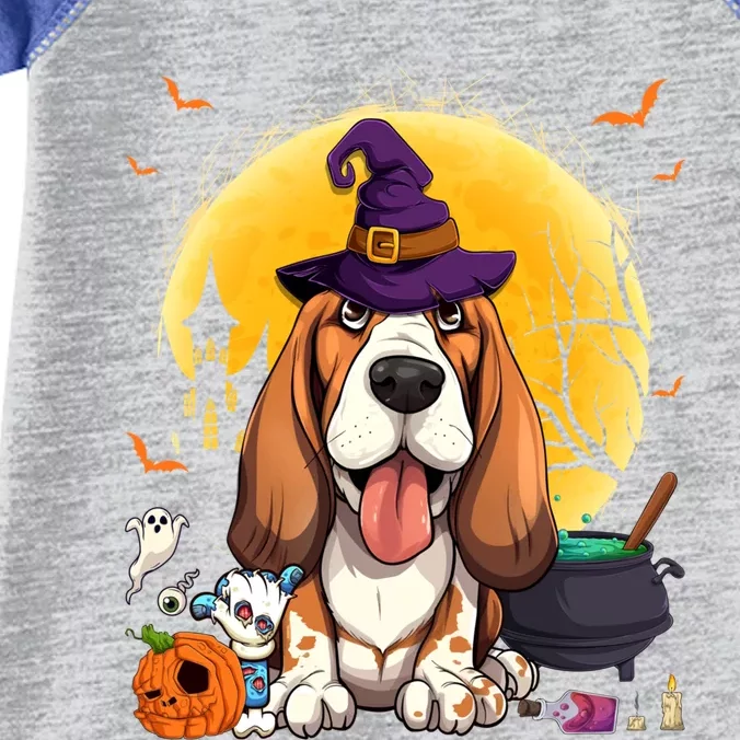 Cute Basset Hound Witch Pumpkin Halloween Dog Lover Gift Infant Baby Jersey Bodysuit