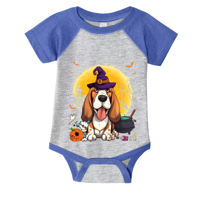 Cute Basset Hound Witch Pumpkin Halloween Dog Lover Gift Infant Baby Jersey Bodysuit