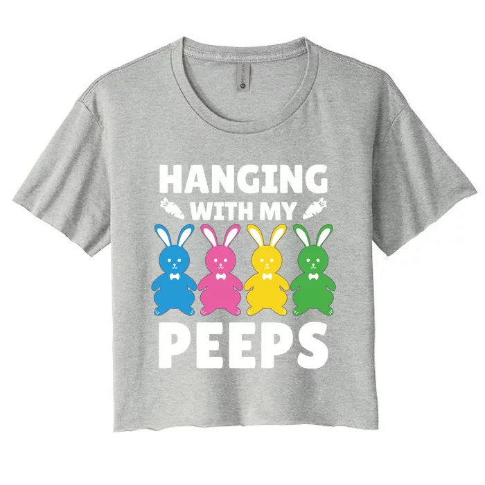 Cute Bunnies Hanging With My Peeps Cool Gift Women's Crop Top Tee