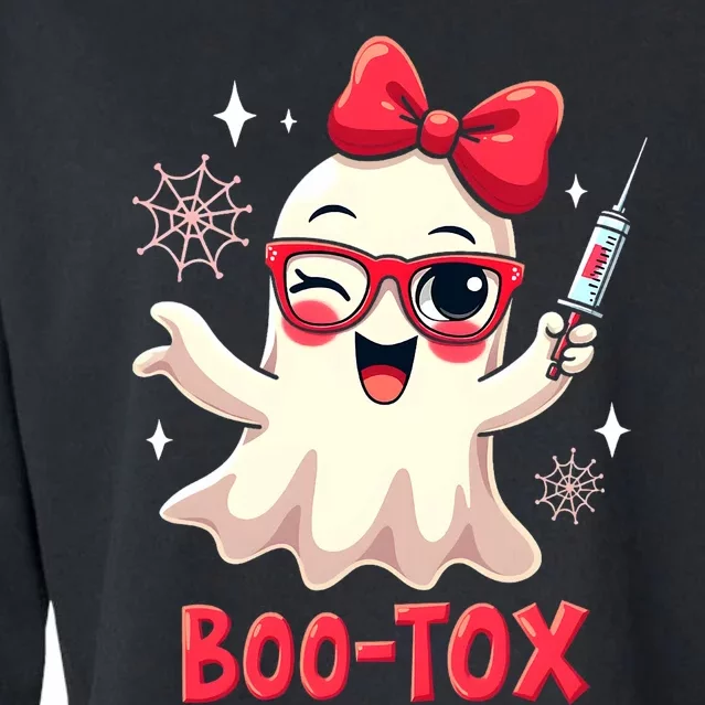 Cute Bootox Halloween Pun Ghost Funny Spooky Design Cropped Pullover Crew