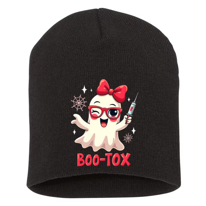 Cute Bootox Halloween Pun Ghost Funny Spooky Design Short Acrylic Beanie