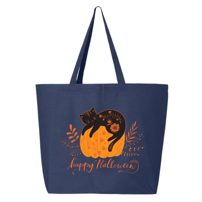 Cute Boho Halloween Black Cat Fall Pumpkin 25L Jumbo Tote