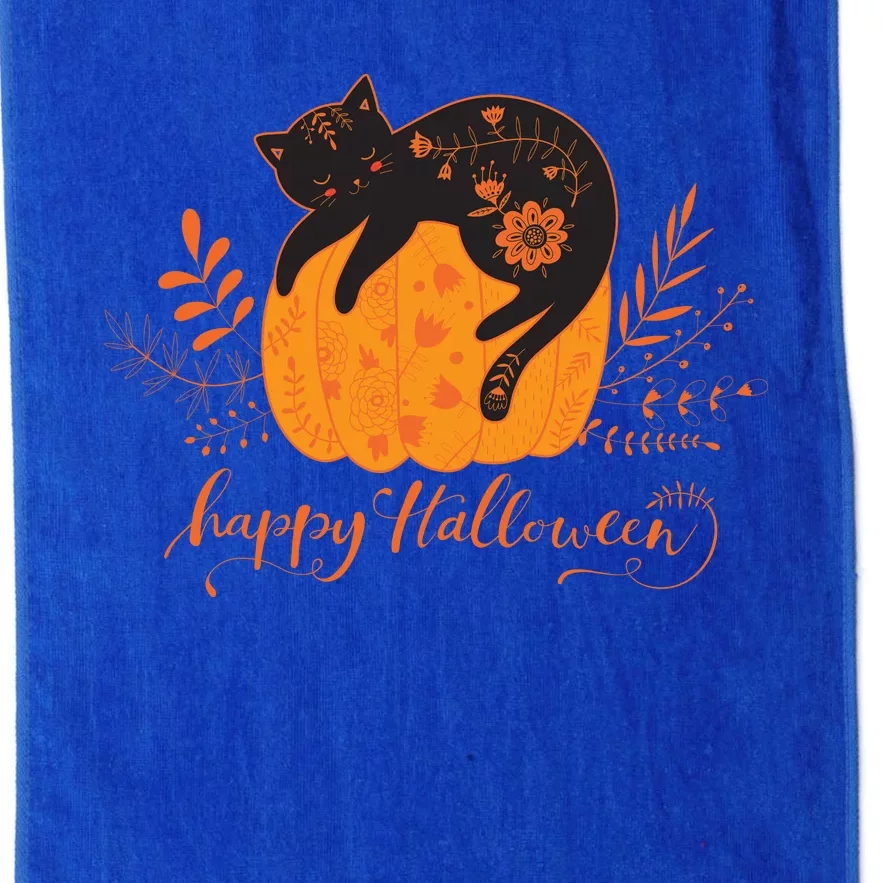 Cute Boho Halloween Black Cat Fall Pumpkin Platinum Collection Golf Towel