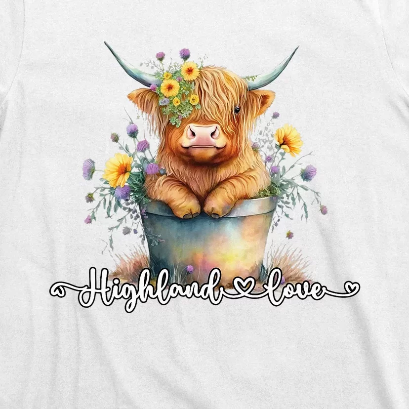 Cute Baby Highland Cow Calf Highland Love Spring Pastel T-Shirt