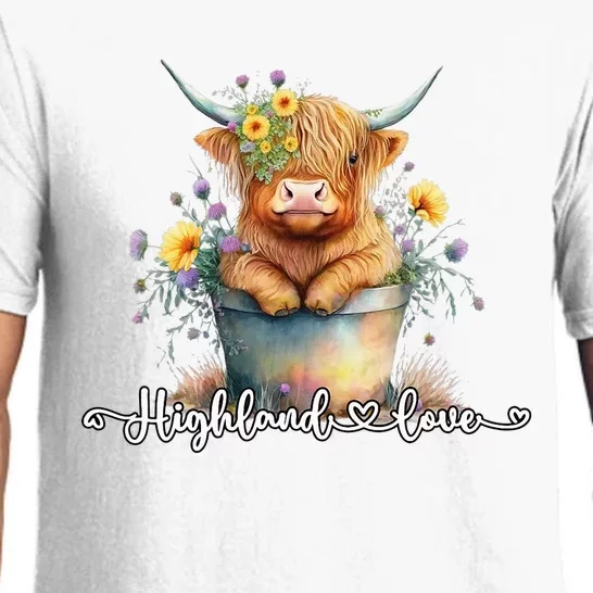 Cute Baby Highland Cow Calf Highland Love Spring Pastel Pajama Set