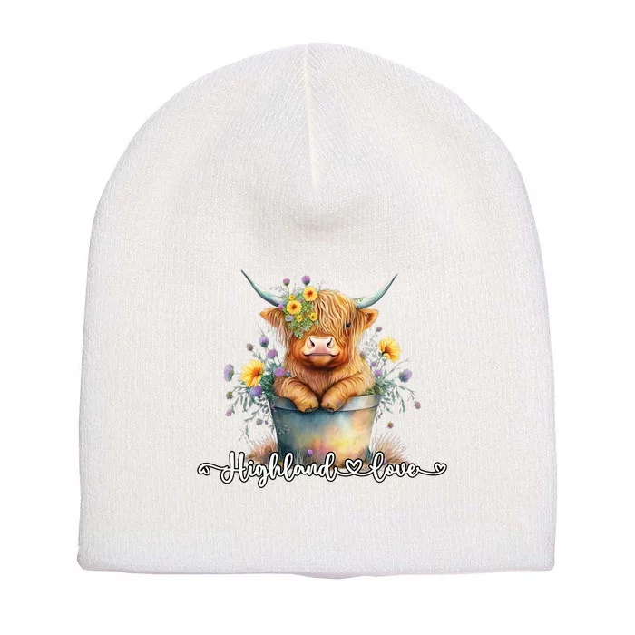 Cute Baby Highland Cow Calf Highland Love Spring Pastel Short Acrylic Beanie