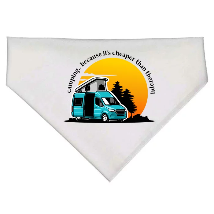 Camping Because It's Cheaper Than Therapy USA-Made Doggie Bandana