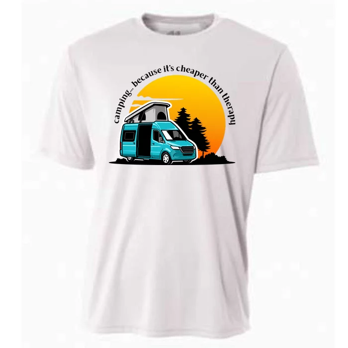 Camping Because It's Cheaper Than Therapy Cooling Performance Crew T-Shirt