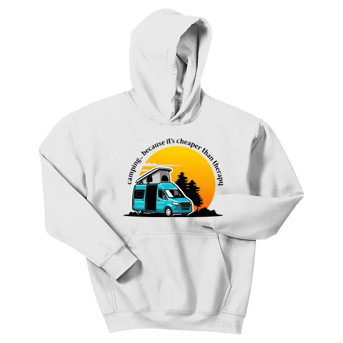 Camping Because It's Cheaper Than Therapy Kids Hoodie