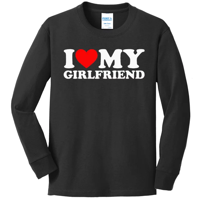 Classic Black I Love My Girlfriend Kids Long Sleeve Shirt