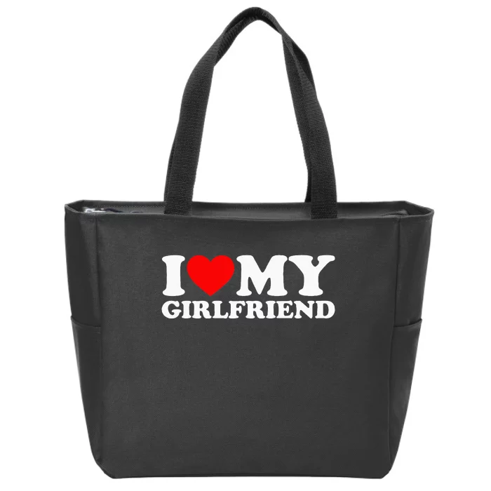 Classic Black I Love My Girlfriend Zip Tote Bag