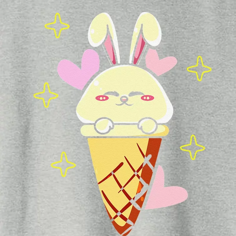 Cute Bunny Ice Cream Rabbit Happy Easter Egg Hunting Spring Women's Crop Top Tee