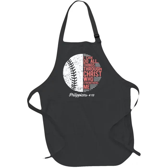 Christian Baseball I Can Do All Things Philippians Full-Length Apron With Pocket