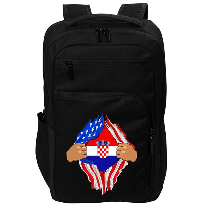 Croatian Blood Inside Me | Croatia Flag Gift Impact Tech Backpack