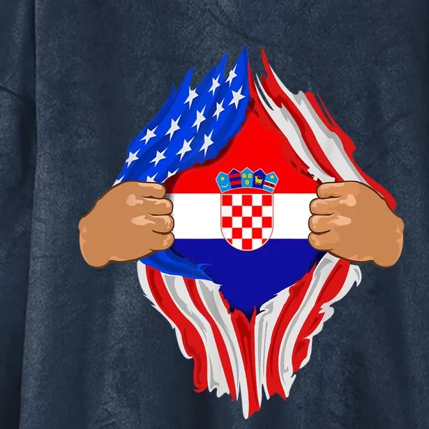 Croatian Blood Inside Me | Croatia Flag Gift Hooded Wearable Blanket