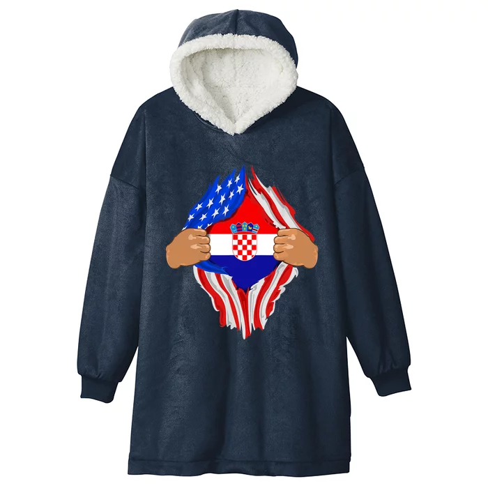 Croatian Blood Inside Me | Croatia Flag Gift Hooded Wearable Blanket