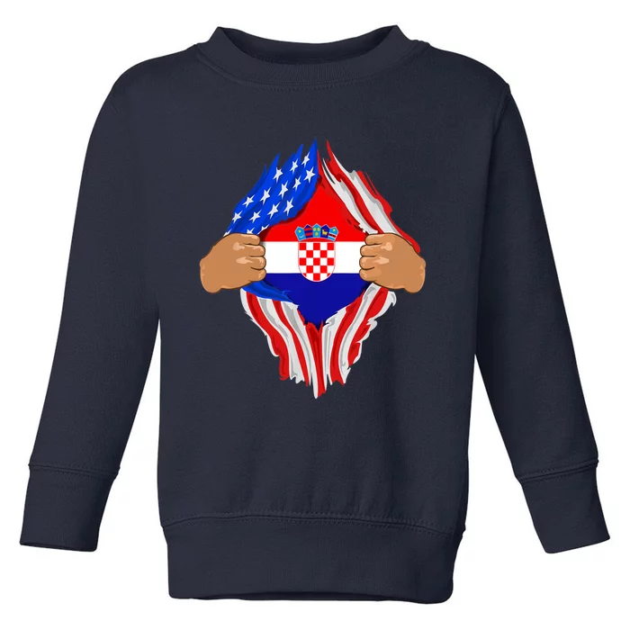 Croatian Blood Inside Me | Croatia Flag Gift Toddler Sweatshirt