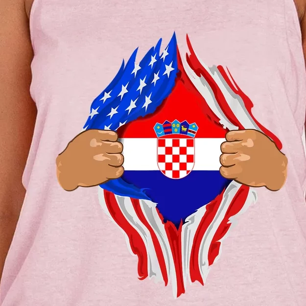 Croatian Blood Inside Me | Croatia Flag Gift Women's Knotted Racerback Tank