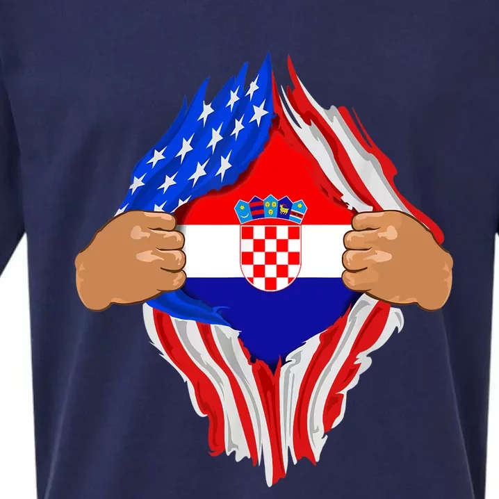 Croatian Blood Inside Me | Croatia Flag Gift Sueded Cloud Jersey T-Shirt