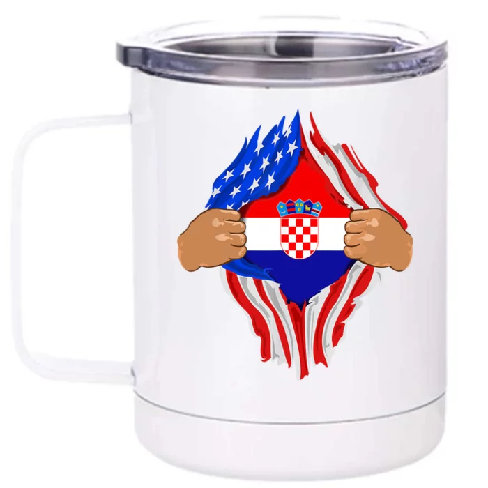 Croatian Blood Inside Me | Croatia Flag Gift Front & Back 12oz Stainless Steel Tumbler Cup