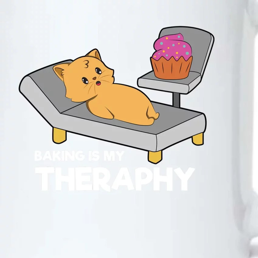 Cat Baking Is My Therapy Bake Cooking Cute Gift Black Color Changing Mug