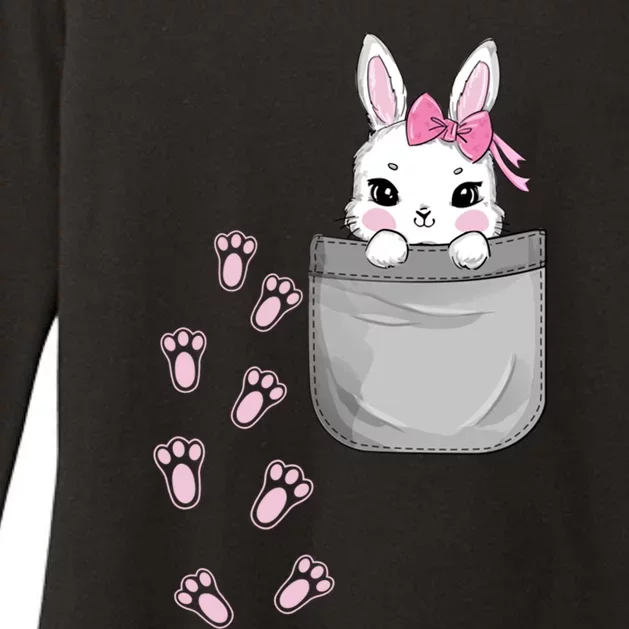 Cute Bunny In Pocket Easter Day Rabbit Gift Womens CVC Long Sleeve Shirt