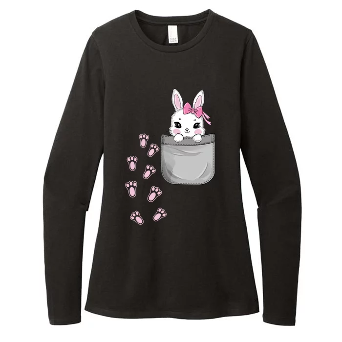 Cute Bunny In Pocket Easter Day Rabbit Gift Womens CVC Long Sleeve Shirt