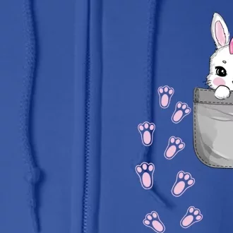 Cute Bunny In Pocket Easter Day Rabbit Gift Full Zip Hoodie