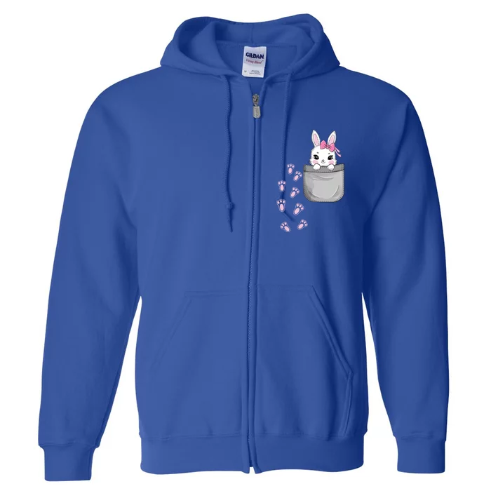 Cute Bunny In Pocket Easter Day Rabbit Gift Full Zip Hoodie