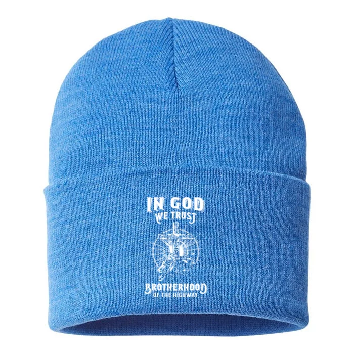 Christian Biker In God We Trust Gift Sustainable Knit Beanie