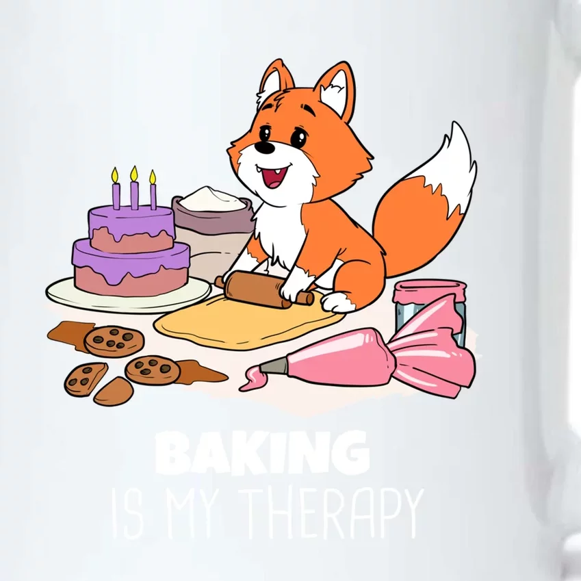 Cute Baking Is My Therapy Dough Confectioner Fox Icing Foxes Gift Black Color Changing Mug