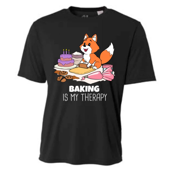 Cute Baking Is My Therapy Dough Confectioner Fox Icing Foxes Gift Cooling Performance Crew T-Shirt