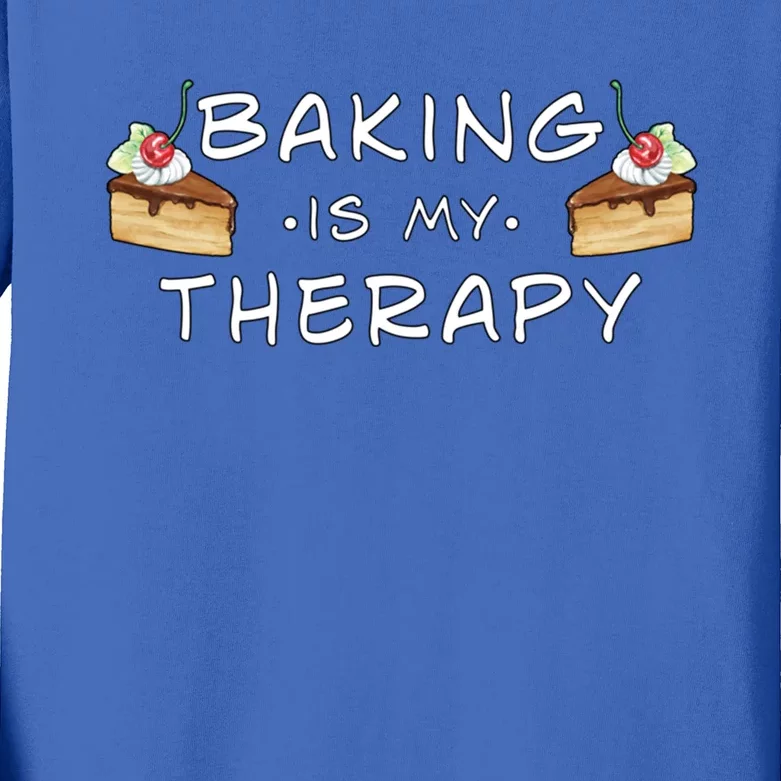 Cute Baking Is My Therapy Great Gift Kids Long Sleeve Shirt