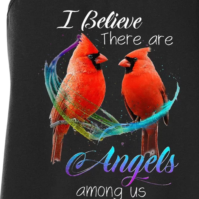 Cardinal Bird I Believe There Are Angels Among Us Women's Racerback Tank