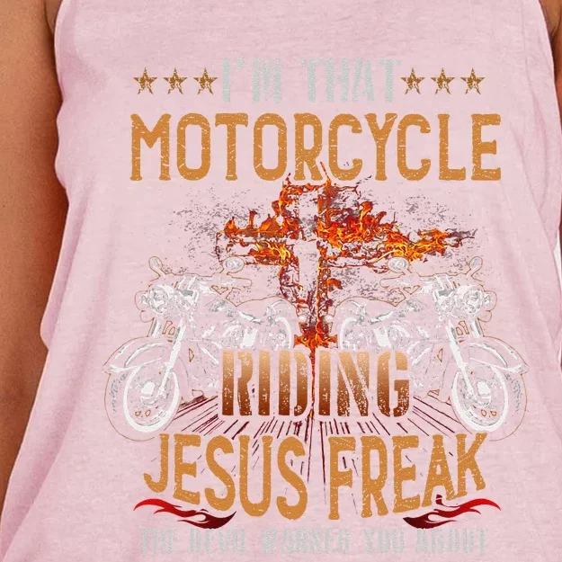 Christian Biker Im That Motorcycle Riding Jesus Freak Faith (2) Women's Knotted Racerback Tank