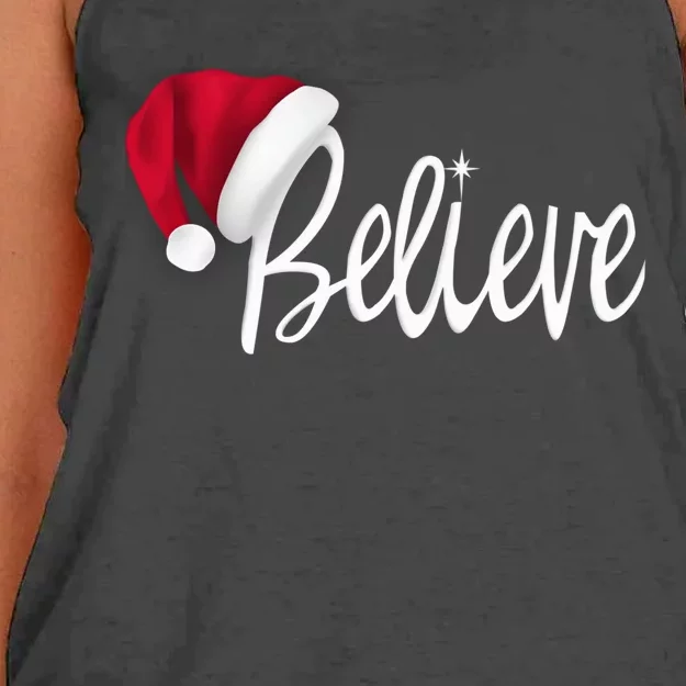 Christmas - Believe in Santa Claus Shirt Women's Knotted Racerback Tank