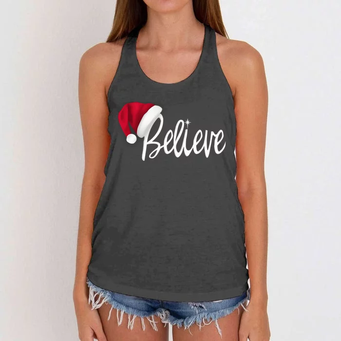 Christmas - Believe in Santa Claus Shirt Women's Knotted Racerback Tank