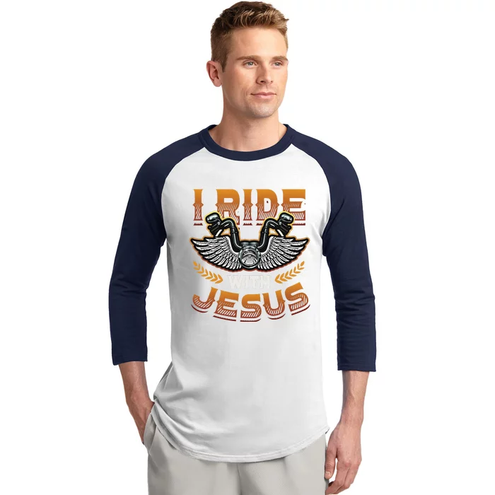 Christian Biker I'm That Motorcycle Riding Jesus Freak Faith Baseball Sleeve Shirt