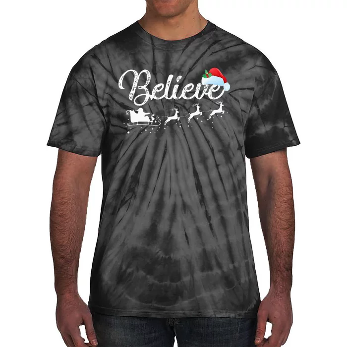 Christmas Believe in Santa Claus Tie-Dye T-Shirt