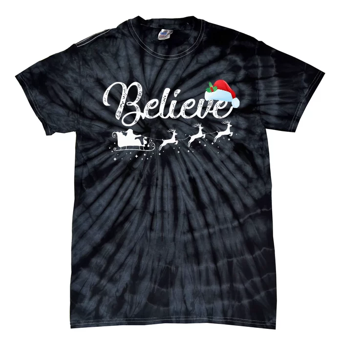 Christmas Believe in Santa Claus Tie-Dye T-Shirt