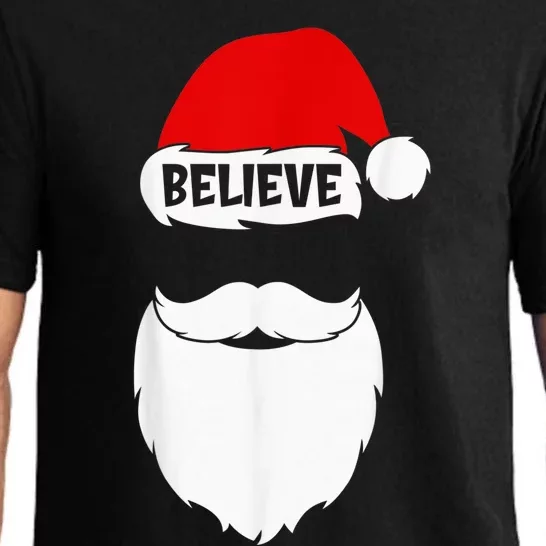 Christmas Believe in Santa Claus Believe Quote On Santa Hat Pajama Set