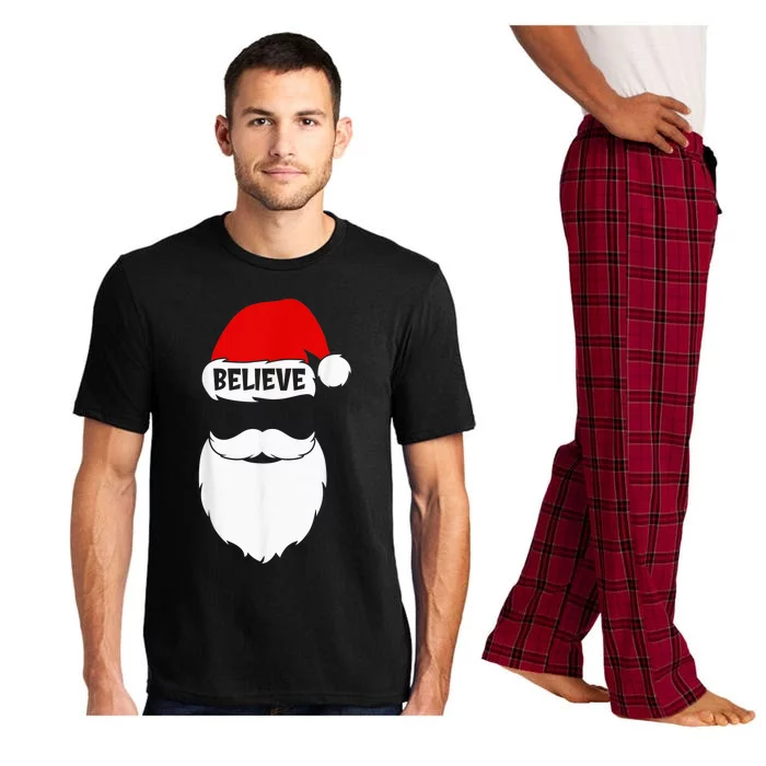 Christmas Believe in Santa Claus Believe Quote On Santa Hat Pajama Set