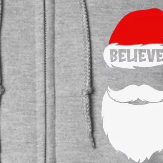 Christmas Believe In Santa Claus Believe Quote On Santa Hat Full Zip Hoodie