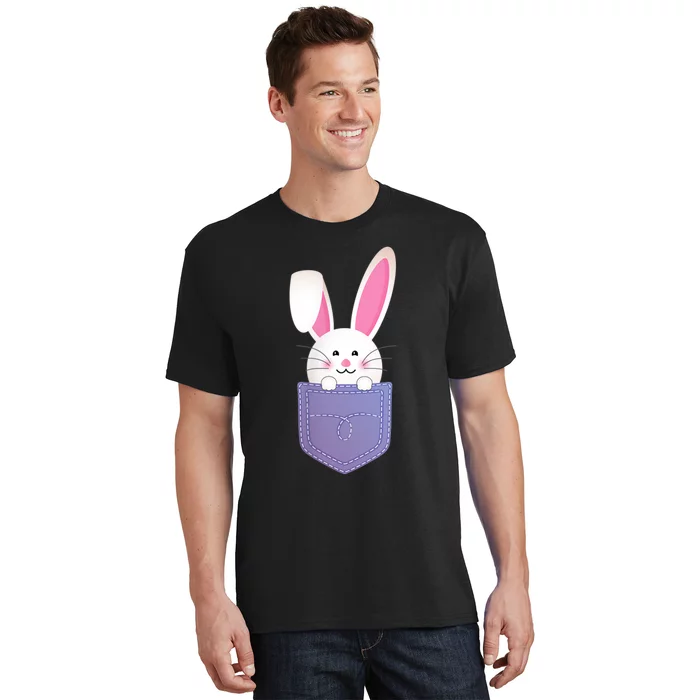 Cute Bunny In Pocket Funny Easter Bunny In Pocket T-Shirt