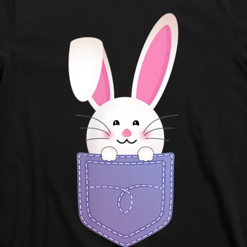 Cute Bunny In Pocket Funny Easter Bunny In Pocket T-Shirt