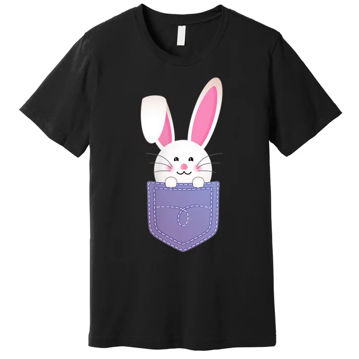 Cute Bunny In Pocket Funny Easter Bunny In Pocket Premium T-Shirt