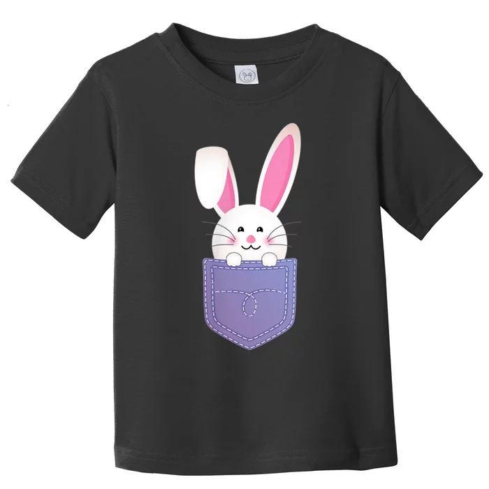 Cute Bunny In Pocket Funny Easter Bunny In Pocket Toddler T-Shirt